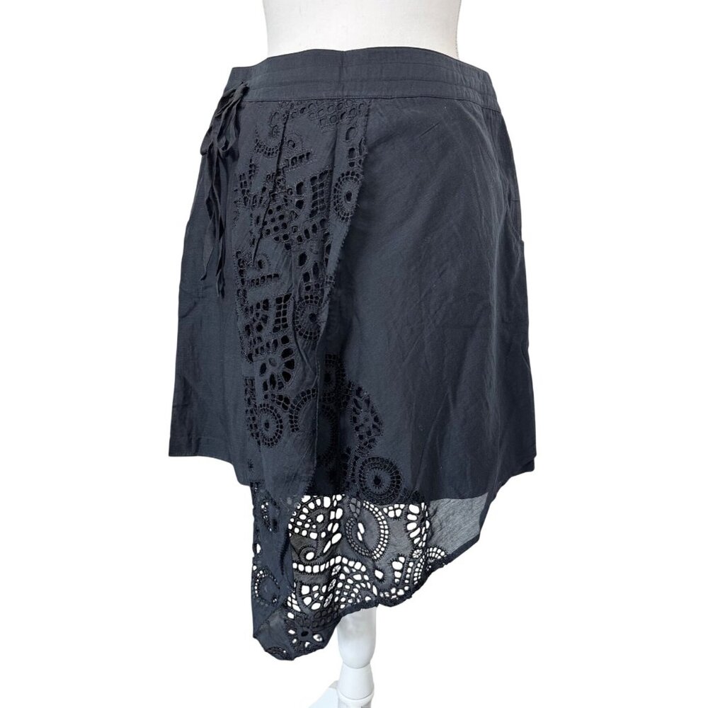 Asymmetrical Black Skirt With Eyelet Lace By Leifnotes Anthropologie Size 8
